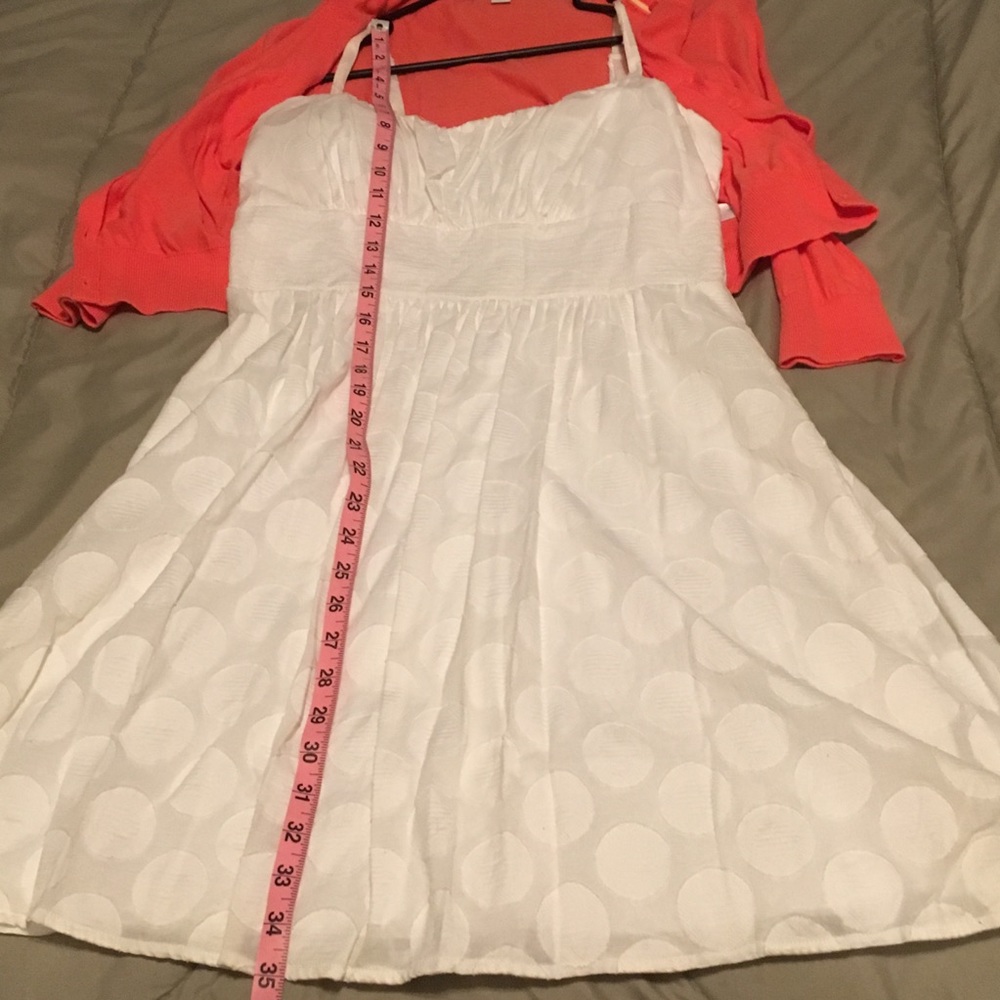 White Dress with a Coral Shaw